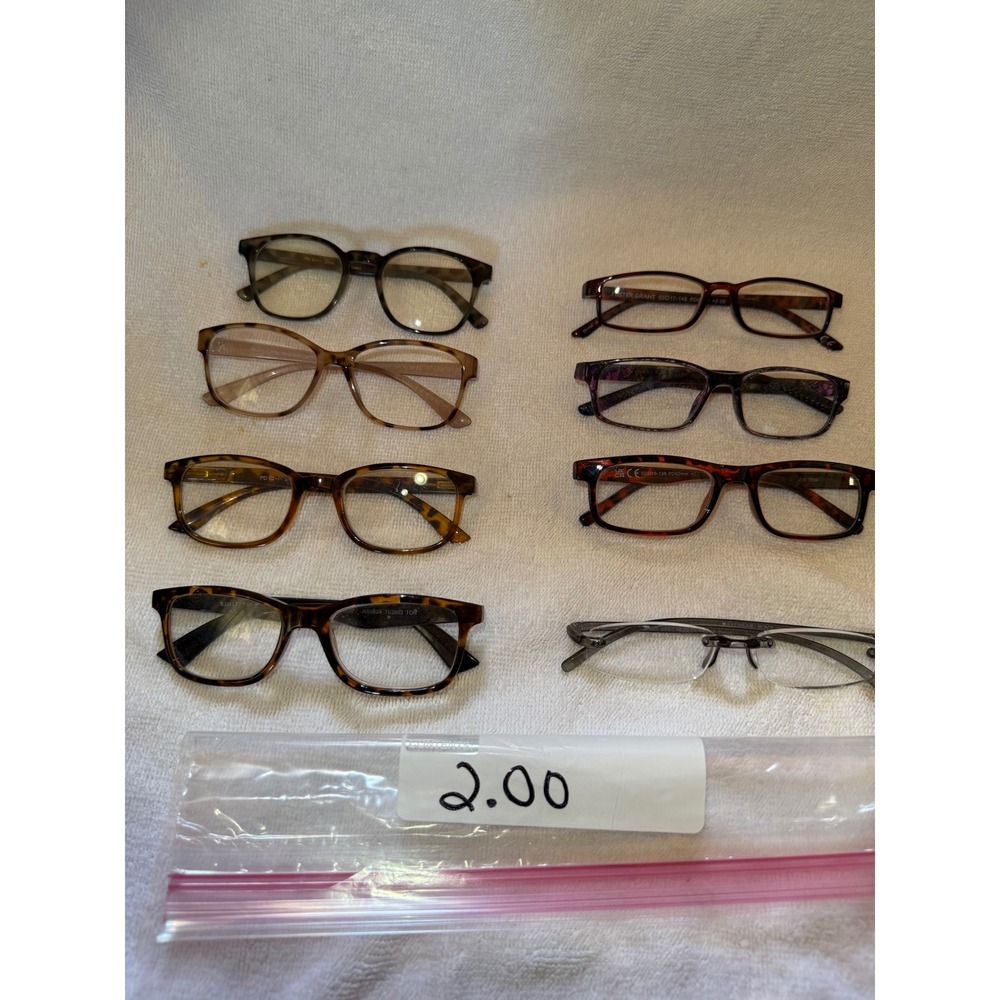 Foster Grant & Other Reading Glasses Women Mixed Lot 8 Pairs Tortoise +2.00